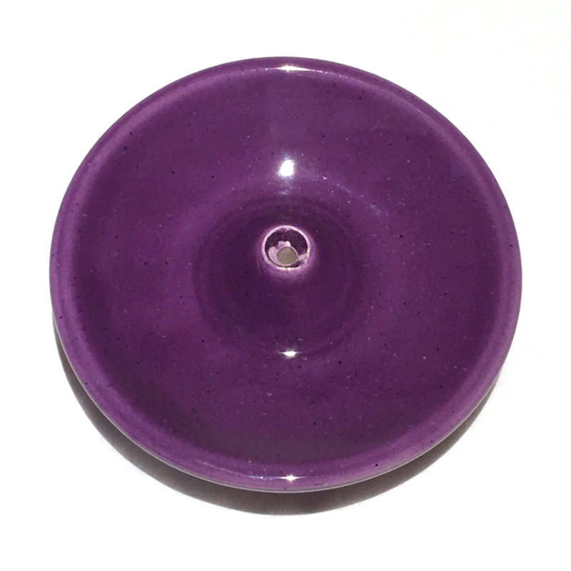 Porte encens en céramique émaillée violet
